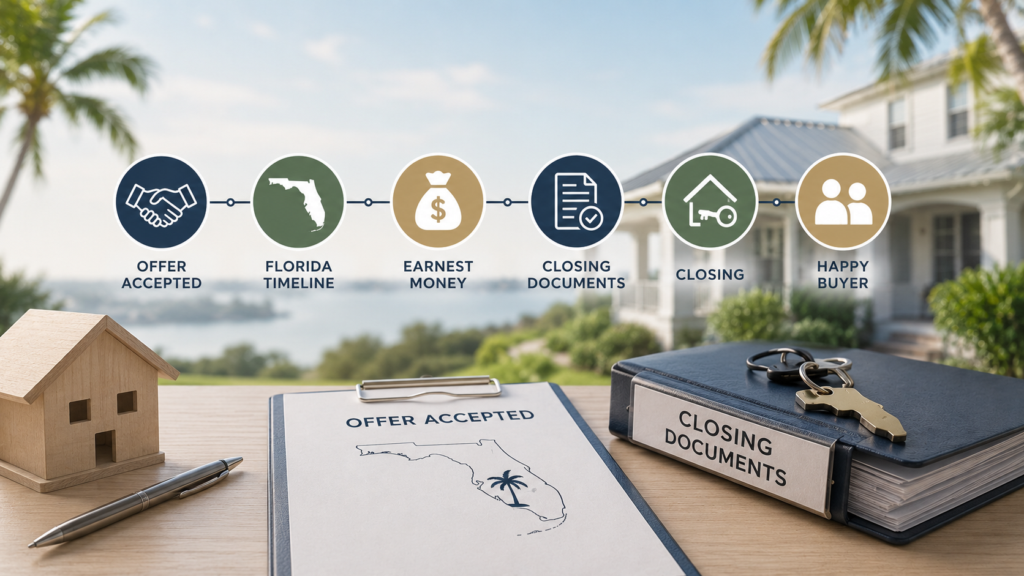 Offer accepted Florida timeline earnest money closing documents buyer real estate